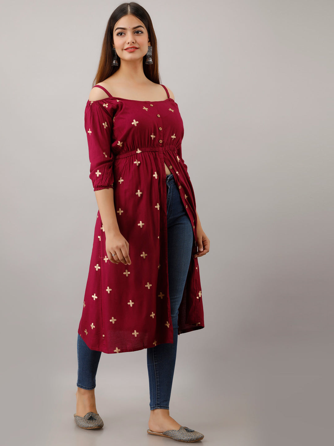 Kalini Women Magenta Ethnic Motifs Printed Kurta - Distacart