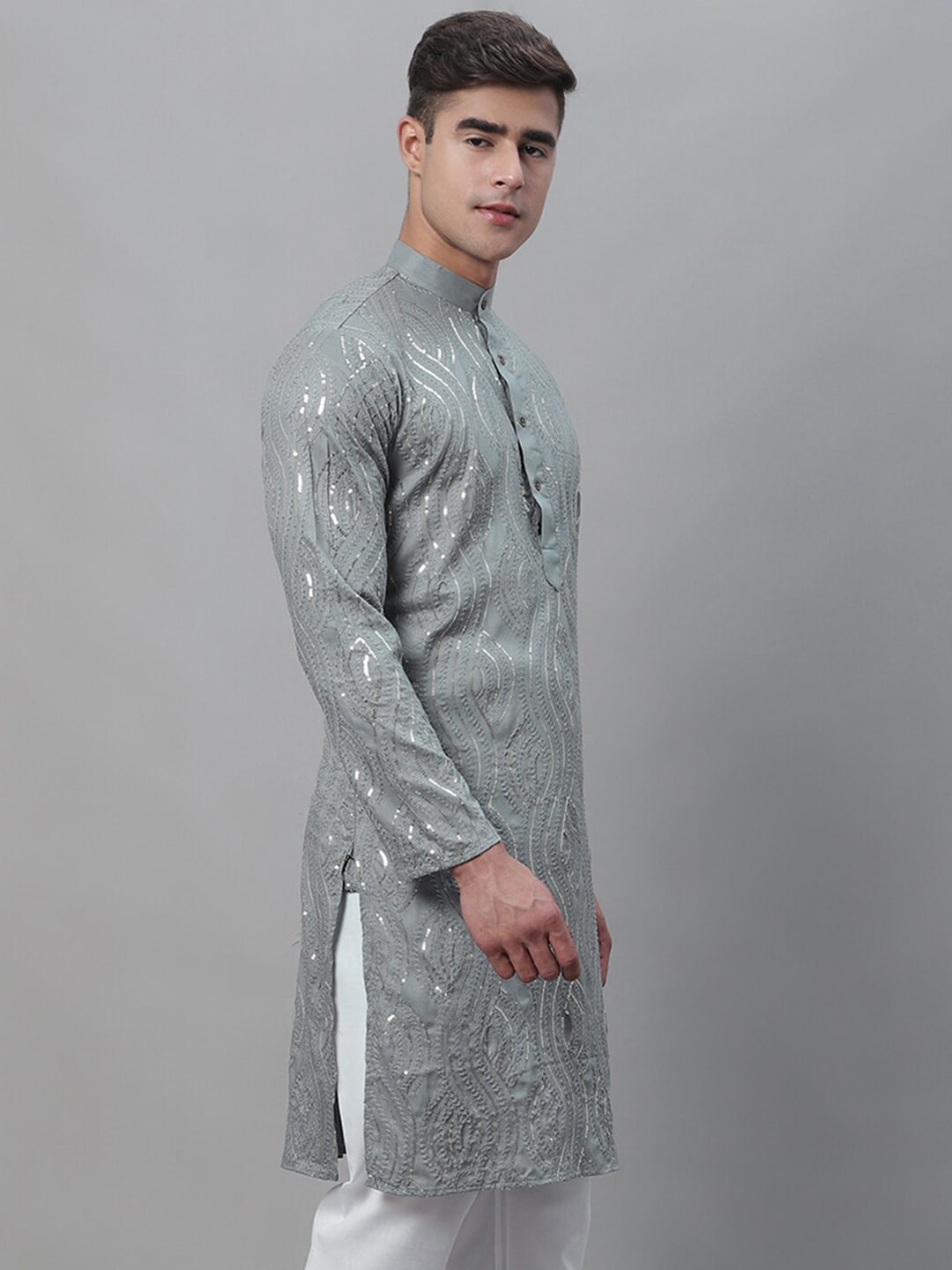 Sojanya Ethnic Motif Embroidered Sequined Work Pure Cotton Kurta - Distacart