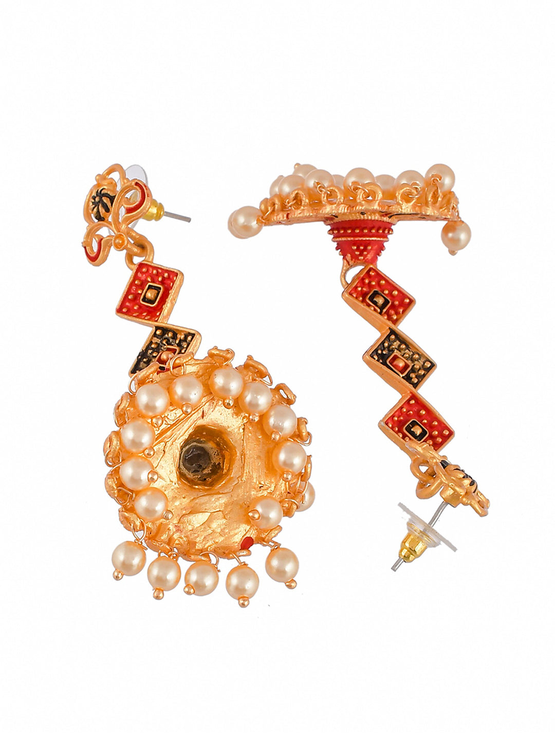 Shoshaa Gold-Toned Contemporary Jhumka Earrings - Distacart