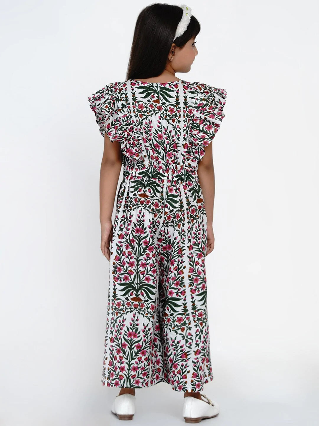 NOZ2TOZ Multicoloured Floral Printed Basic Jumpsuit For Girls - Distacart