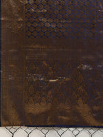 Thumbnail for Saree Mall Navy Blue & Gold-Toned Ethnic Motifs Zari Silk Blend Banarasi Saree - Distacart