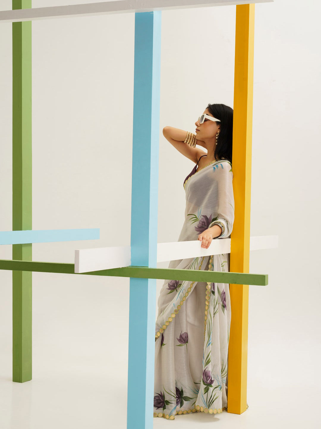 Tikhi Imli Floral Printed Poly Chiffon Saree - Distacart