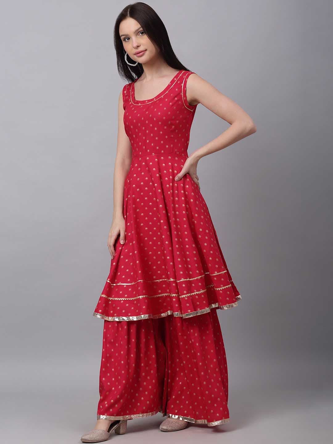 Kalini Women Pink Empire Gotta Patti Kurta with Palazzos - Distacart