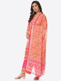 Thumbnail for Biba Women Fuchsia Printed Kurta with Trousers & With Dupatta - Distacart