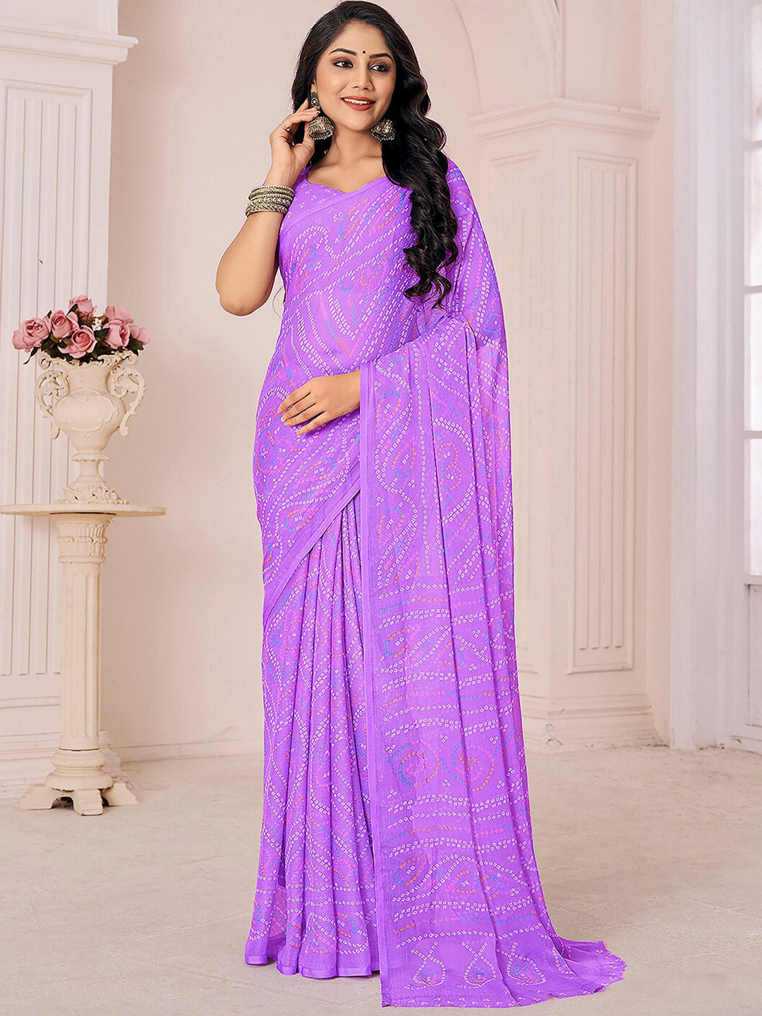 Kalini Bandhani Printed Saree - Distacart