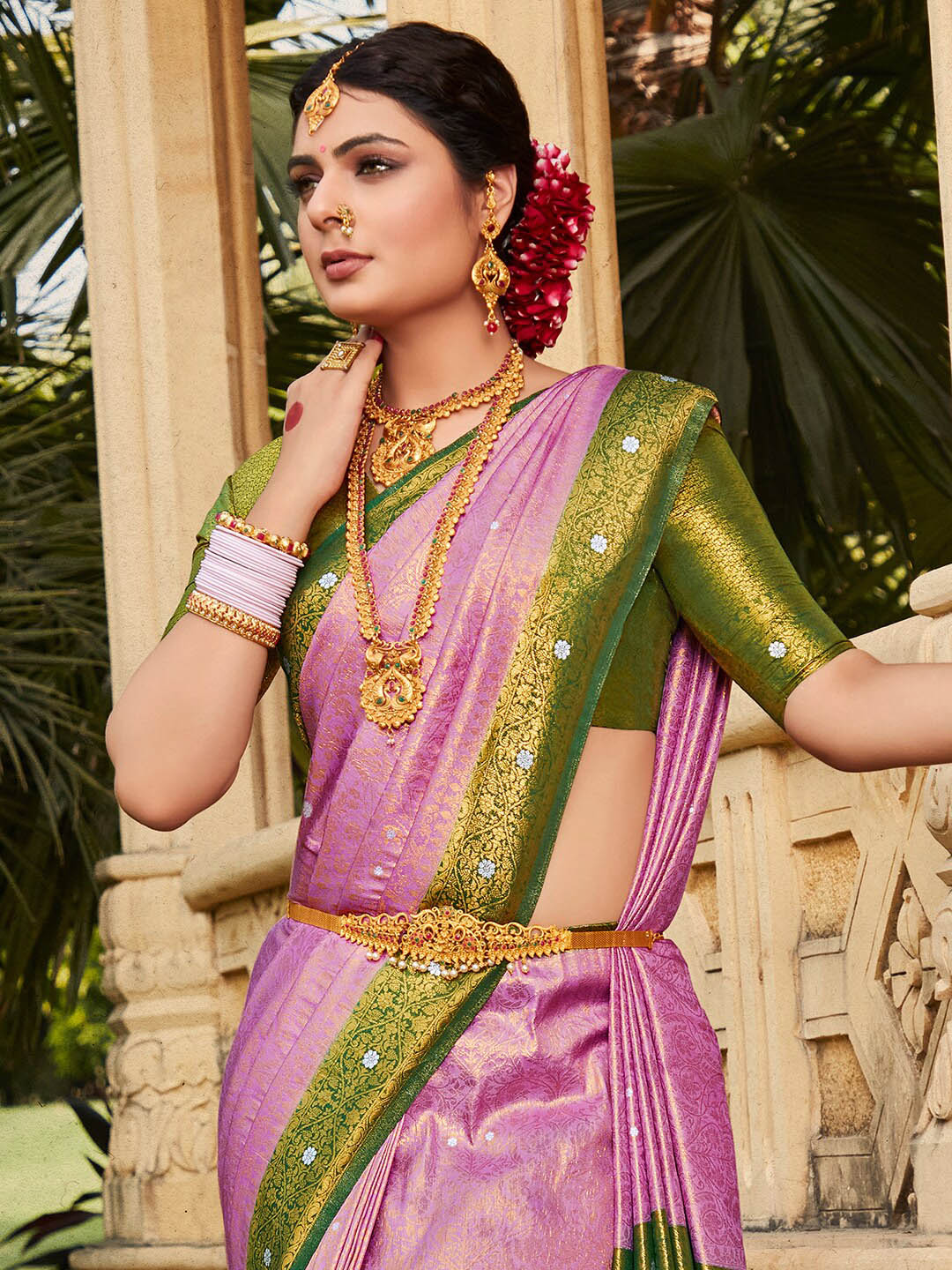 Saree Mall Ethnic Motifs Woven Design Zari Silk Blend Kanjeevaram Sarees - Distacart