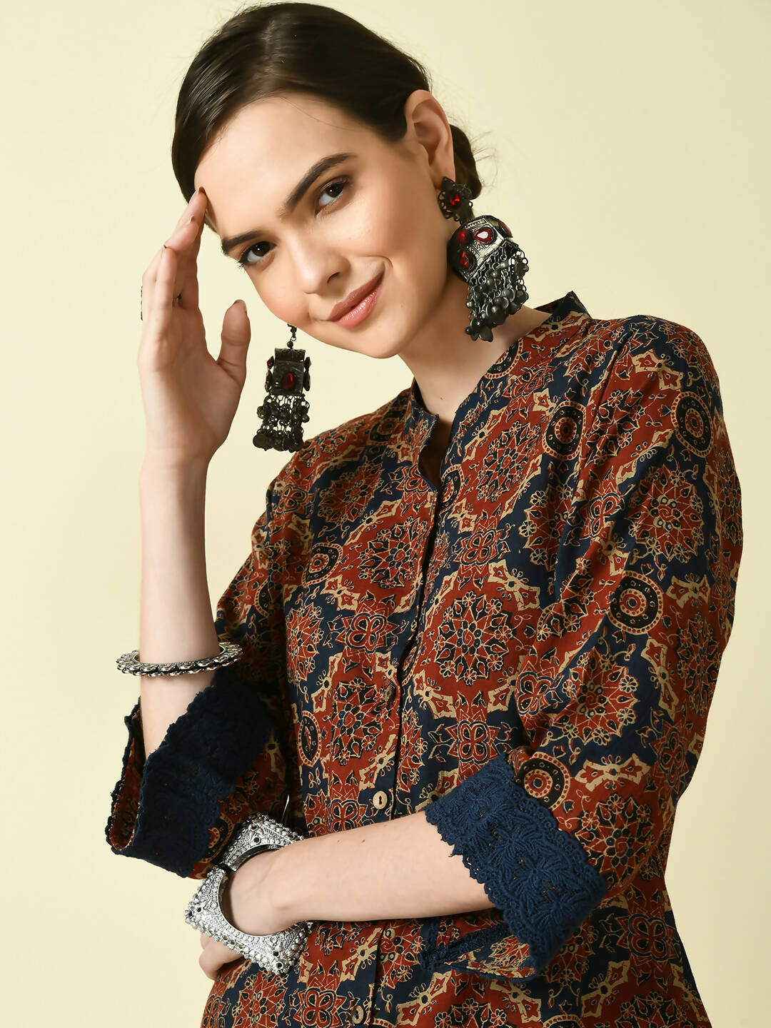 Myshka Women's Multi A-Line Kurta & Trousers - Distacart