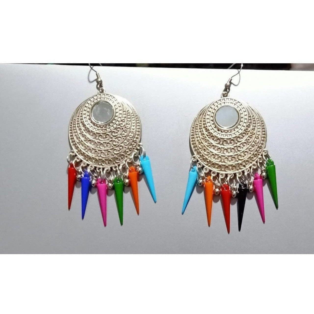 Silver Color Earrings With Long Beads