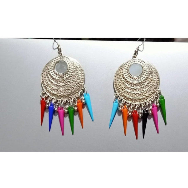 Silver Color Earrings With Long Beads