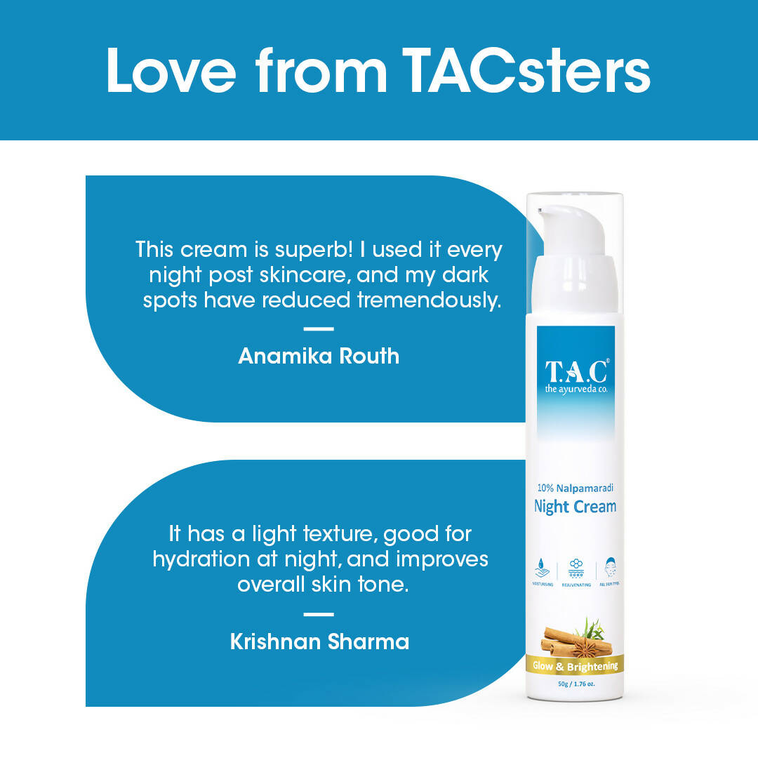 TAC - The Ayurveda Co. 10% Night Cream for Glowing Skin, Whitening And Brightening Skin - Distacart