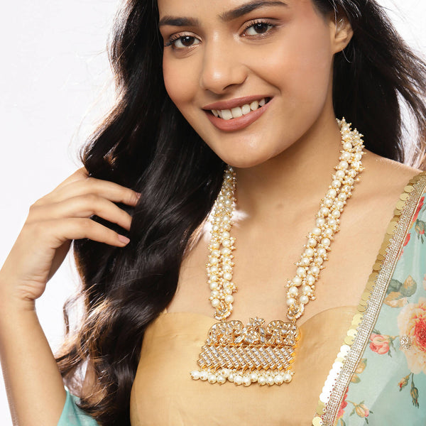 Gold-Toned White Brass Gold-Plated Necklace - Ruby Raang - Distacart