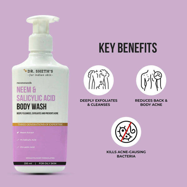 Buy Dr. Sheth's Neem & Salicylic Acid Body Wash For Body Acne, Anti