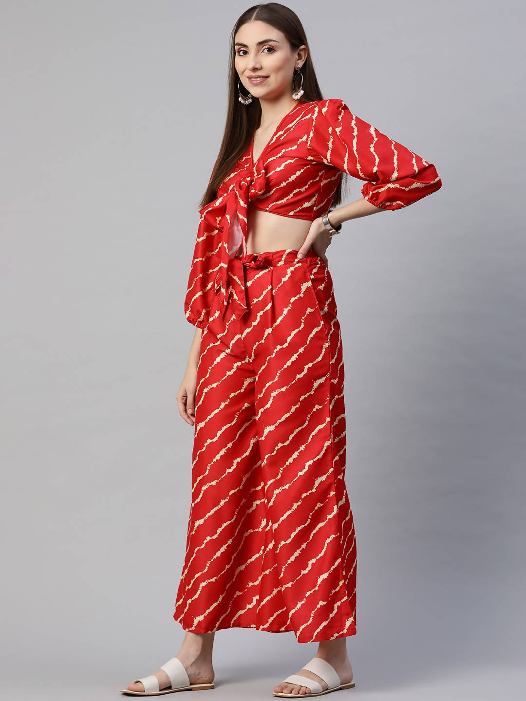 Myshka Women Red Printed Full Sleeve V Neck Dress - Distacart