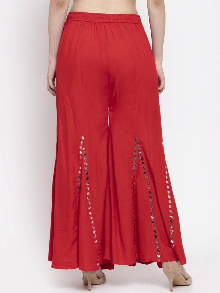 Mominos Fashion Red Mirror Palazzo