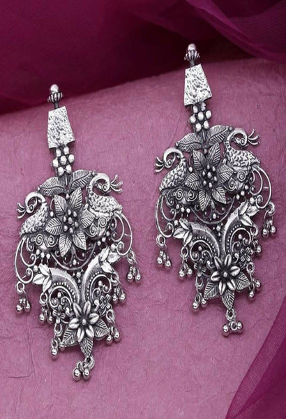 Mominos Fashion Joharkamal Silver-Plated Peacock Design Drop Earrings For Women - Distacart