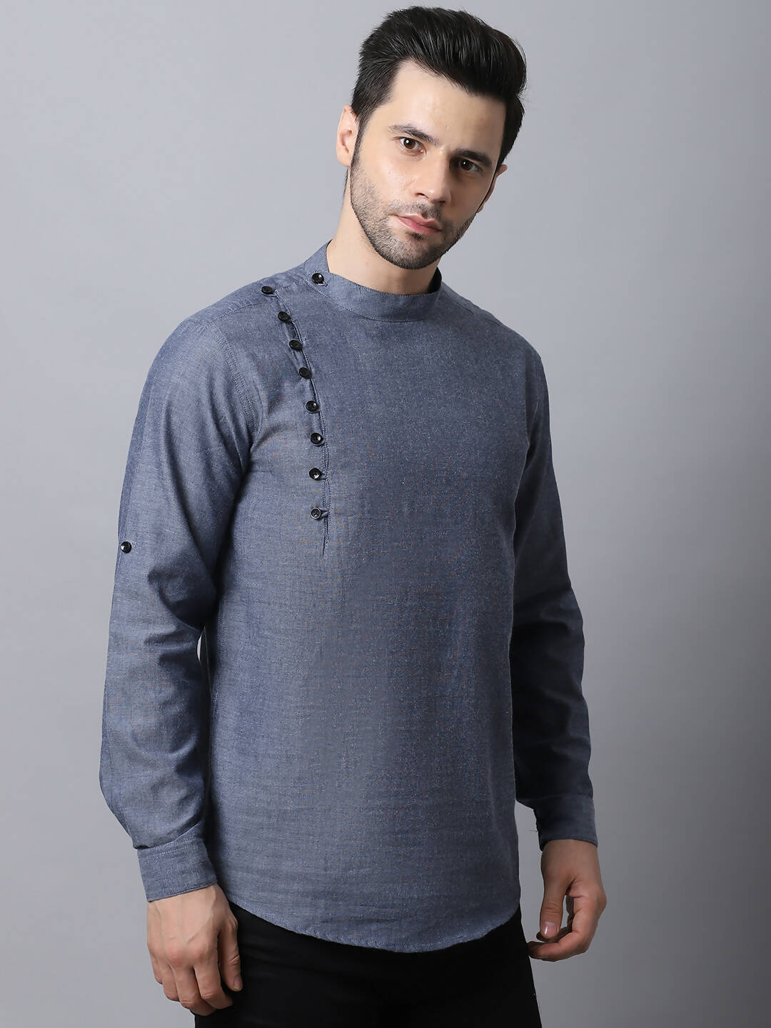 Even Apparels Grey Pure Cotton Kurta With Side Placket - Distacart