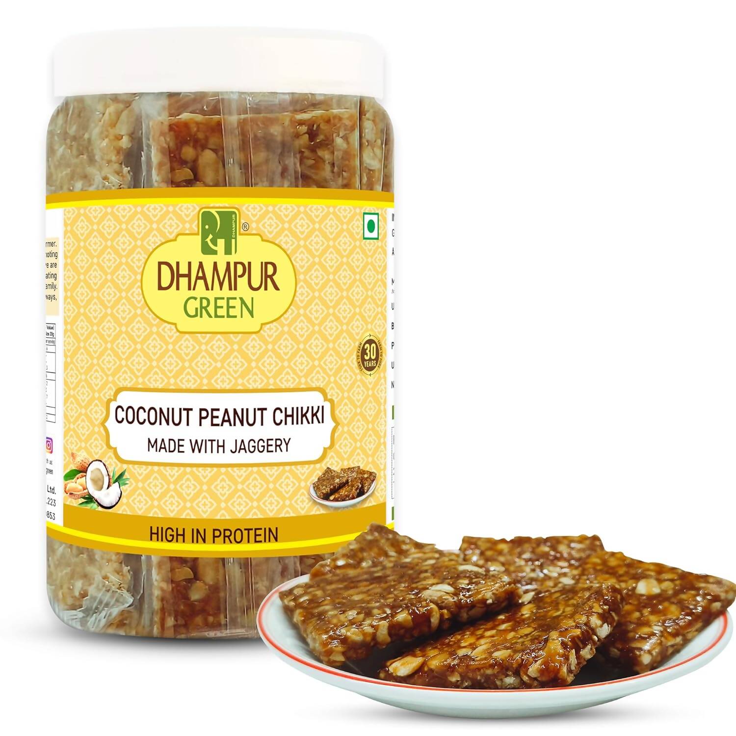 Dhampur Green Coconut Peanut Chikki - Distacart