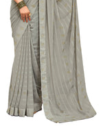 Thumbnail for Grey Georgette Swaroski Work Saree With Unstitched Blouse Piece - Juhi - Distacart