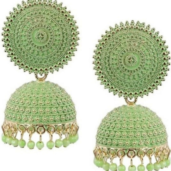 Mominos Fashion Joharkamal Gold-Plated Meenakari Jhumkas For Women & Girls (Pista Green) - Distacart