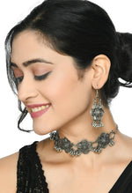 Thumbnail for Mominos Fashion Johar Kamal Silver-Plated Brass Finish Floral Desgin Choker For Women - Distacart