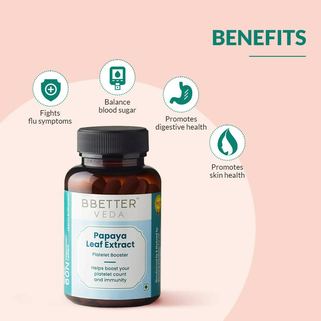 BBETTER Veda Papaya Leaf Extract Platelet Booster Tablets - Distacart