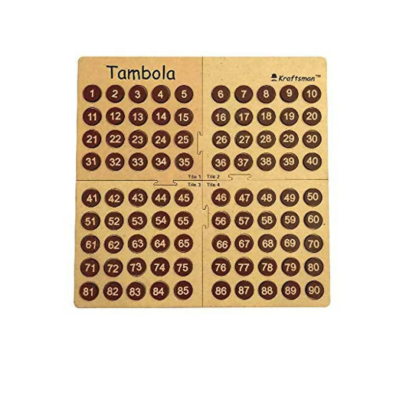 Kraftsman Portable Wooden Tambola Board Game With 600 Tickets - Distacart