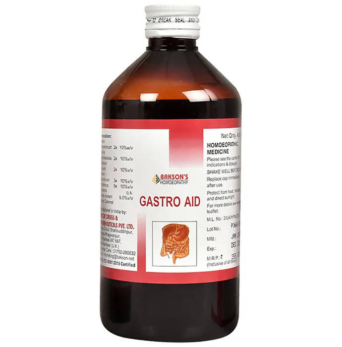 Bakson's Homeopathy Gastro Aid Syrup Sugar Free - Distacart
