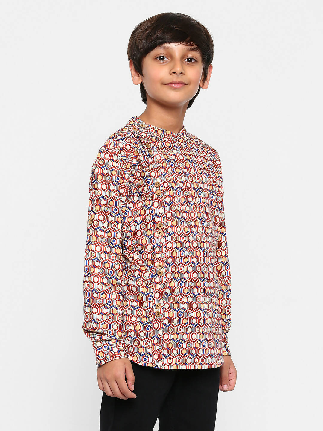 Manet Ethnic Full Sleeves Printed Shirt - Brown - Distacart