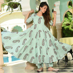 Thumbnail for PartyWear Designer Powder Blue Pure Maslin Palazzo Suit - Anbazaar - Distacart