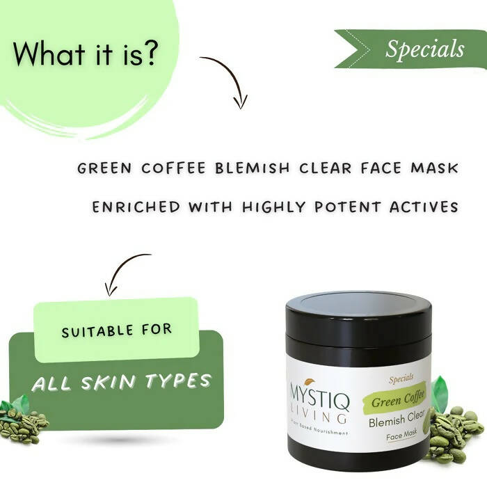 Mystiq Living Specials Green Coffee Blemish Clear Face Mask - Distacart