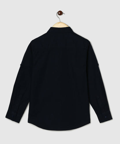 Manet Boys Full Sleeves Solid Shirt - Navy Blue - Distacart