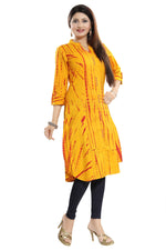 Thumbnail for Snehal Creations Yellow Cotton Chikan Embroidery Tunic - Distacart