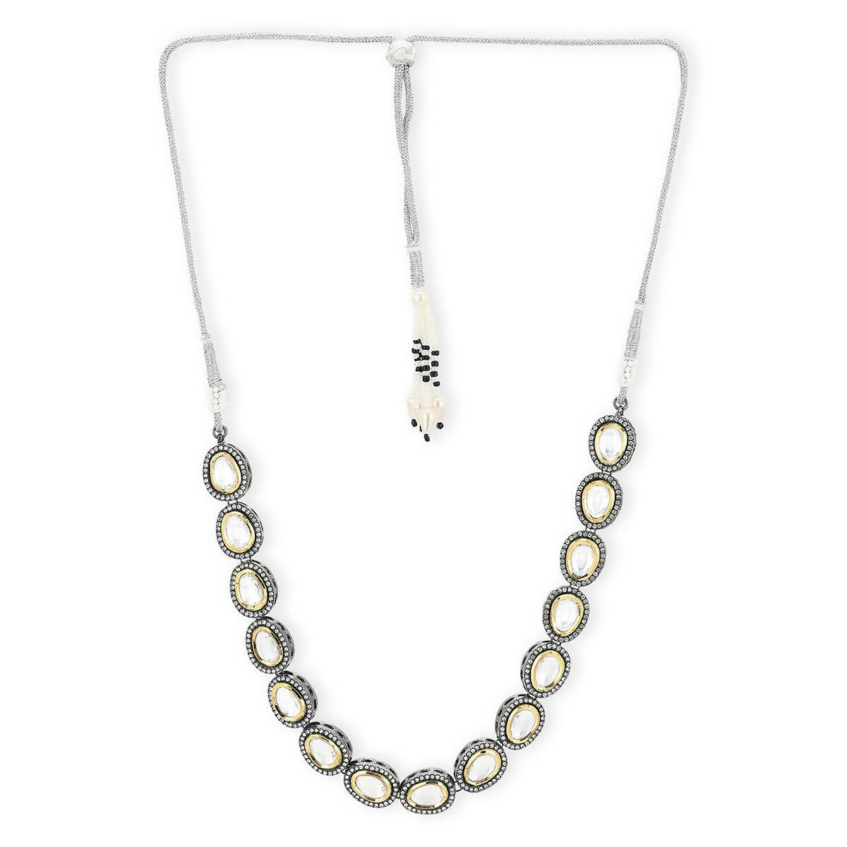 Silver-Toned Brass Rhodium-Plated Necklace - Ruby Raang - Distacart