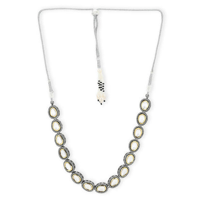 Silver-Toned Brass Rhodium-Plated Necklace - Ruby Raang - Distacart