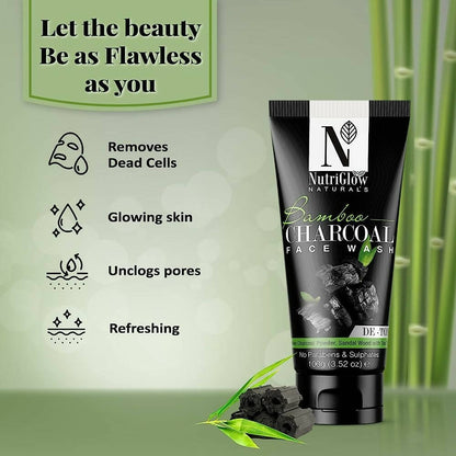 NutriGlow NATURAL'S Bamboo Charcoal Face Wash - Distacart
