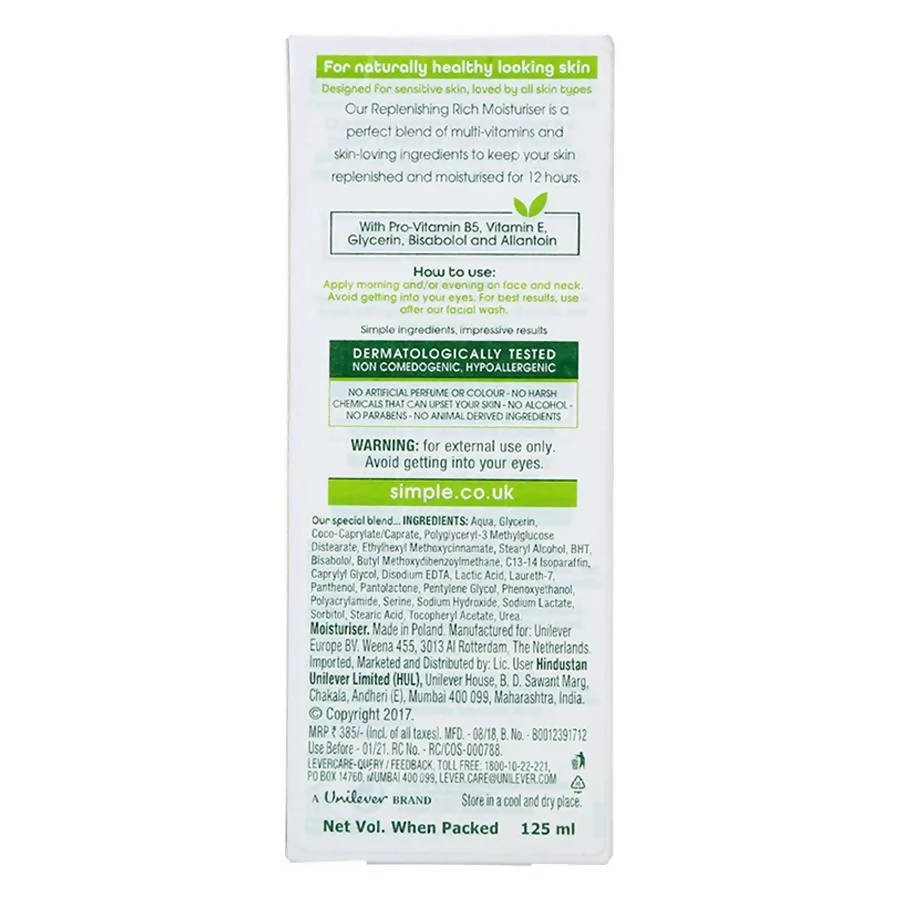 Simple Kind To Skin Replenishing Rich Moisturizer - Distacart