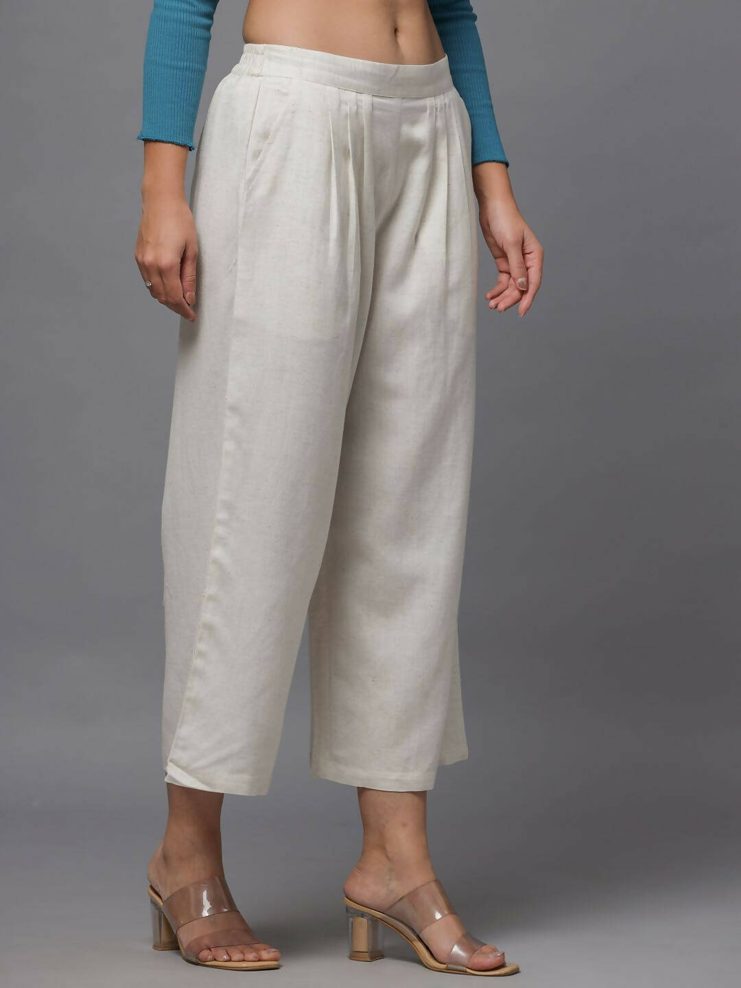 Juniper Women's Natural Solid Wide Leg Palazzo - Distacart