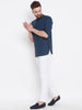 Even Apparels Blue Color Men's Pure Cotton Kurta With Band Collar - Distacart