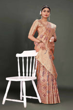 Thumbnail for Pink Soft Organza Woven Design Saree With Unstitched Blouse Piece - Zaara - Distacart
