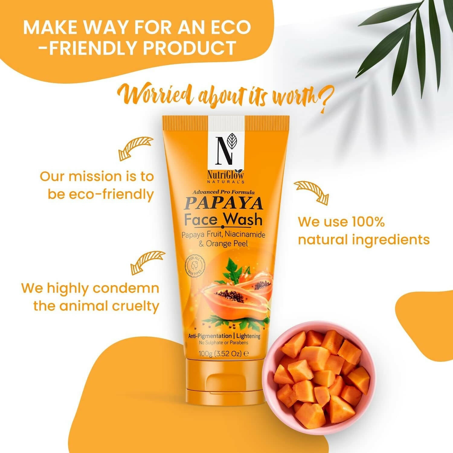 NutriGlow NATURAL'S Advanced Pro Formula Papaya for Skin Brightening & Tan Removal Face Wash - Distacart