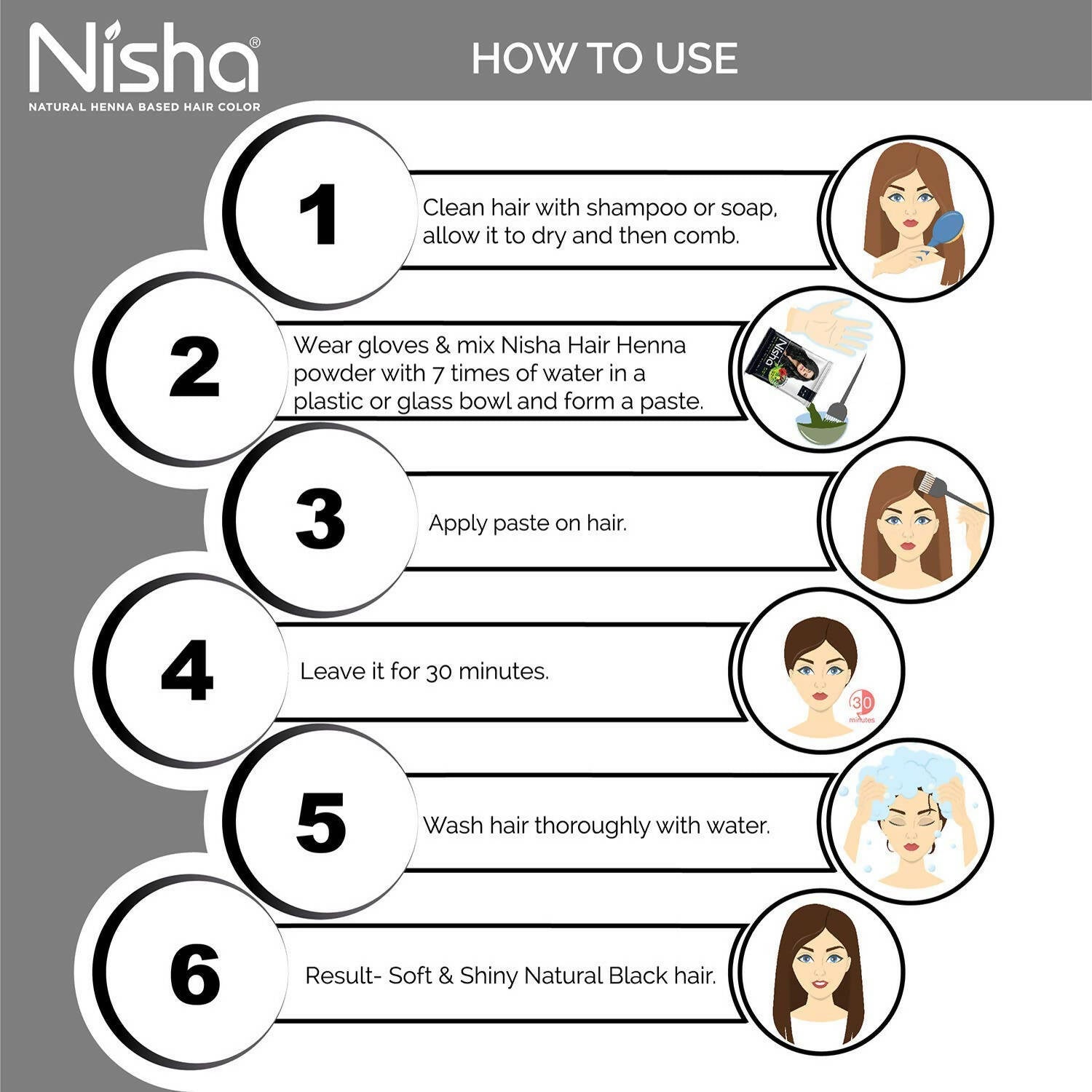 Nisha Henna Based Hair Color Natural Black - Distacart