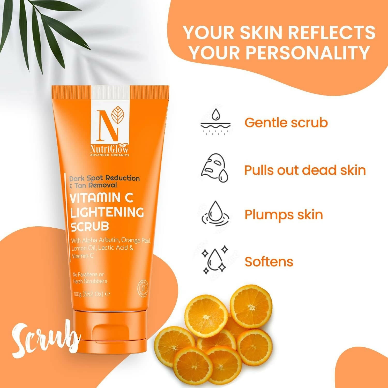 Nutriglow Advanced Organics Vitamin C Lightening Scrub - Distacart