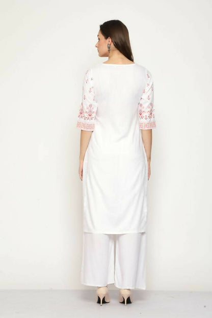 Maai Rayon Hand Printed Kurta Off-White - Distacart
