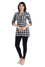 Thumbnail for Snehal Creations Rayon Black White Checks Short All Over Print - Distacart