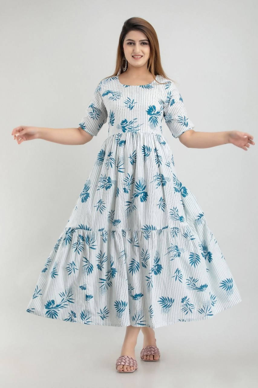 Vamika White Rayon Printed Party/Casual Wear Kurti