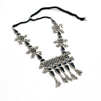 Thumbnail for Mominos Fashion Johar Kamal Oxidised Silver-Plated Meenakari Long Necklace Set - Distacart