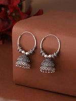 Thumbnail for NVR Women Silver-Plated Contemporary Jhumkas Earrings - Distacart