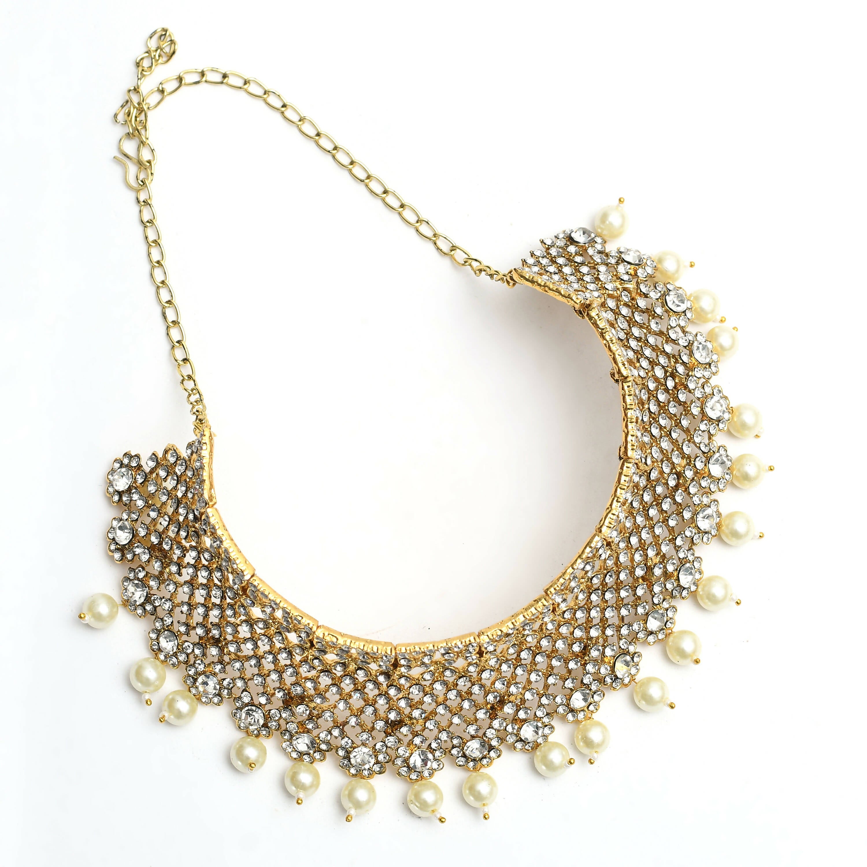 Mominos Fashion Johar Kamal Traditional Rajwadi Design Heavy Golden Necklace Set - Distacart