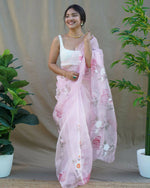 Thumbnail for Vamsee Pink Organza Saree - Distacart