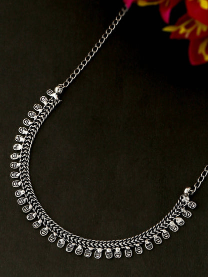 NVR Women Silver-Plated Oxidised Necklace - Distacart